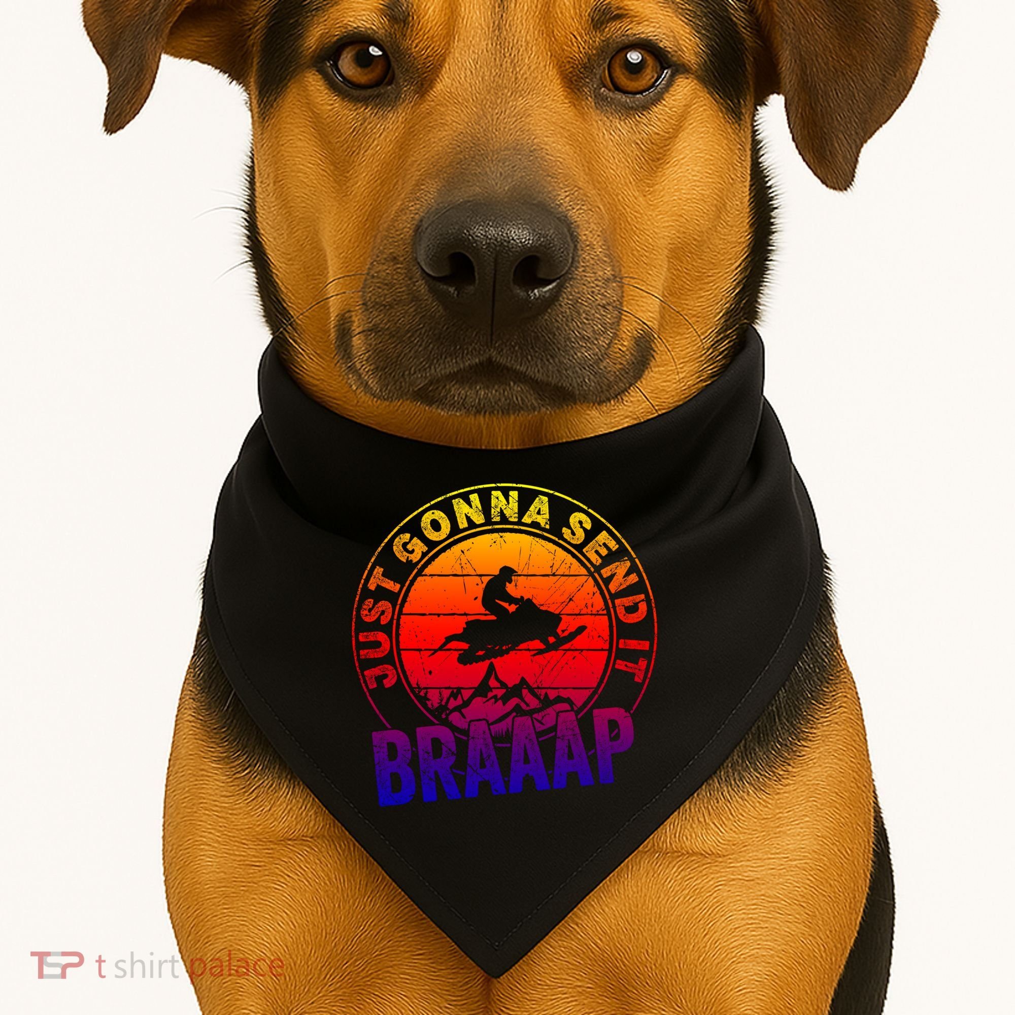 Braaap Snowmobile Just Gonna Send It Snowmobile Snow Rider Gift USA-Made Doggie Bandana