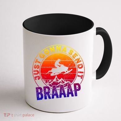Braaap Snowmobile Just Gonna Send It Snowmobile Snow Rider Gift Coffee Mug back