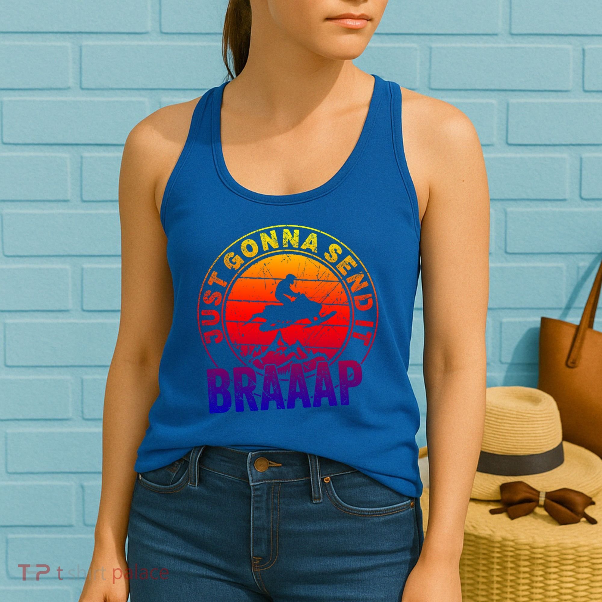 Braaap Snowmobile Just Gonna Send It Snowmobile Snow Rider Gift Women's Tank Top