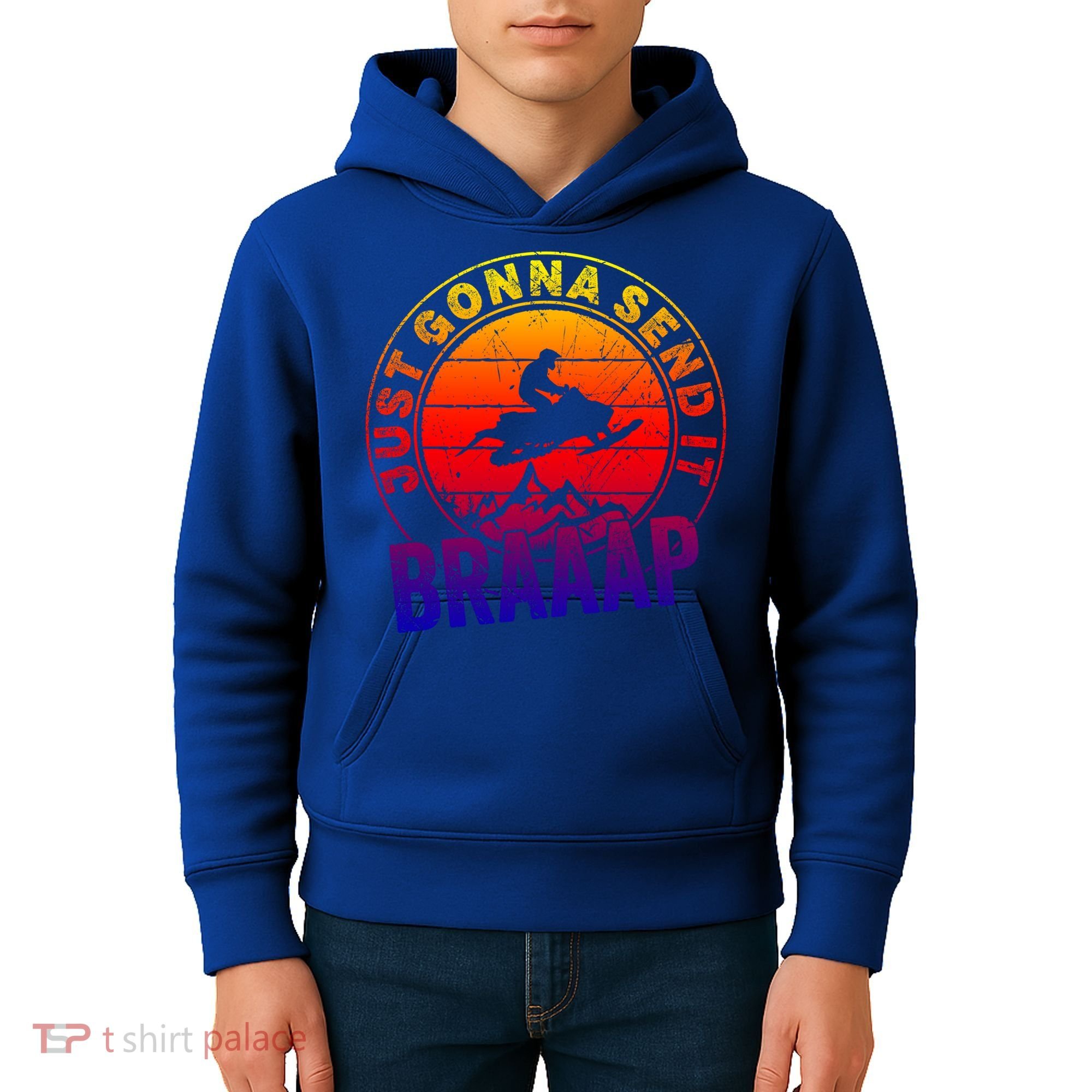 Braaap Snowmobile Just Gonna Send It Snowmobile Snow Rider Gift Kids Hoodie