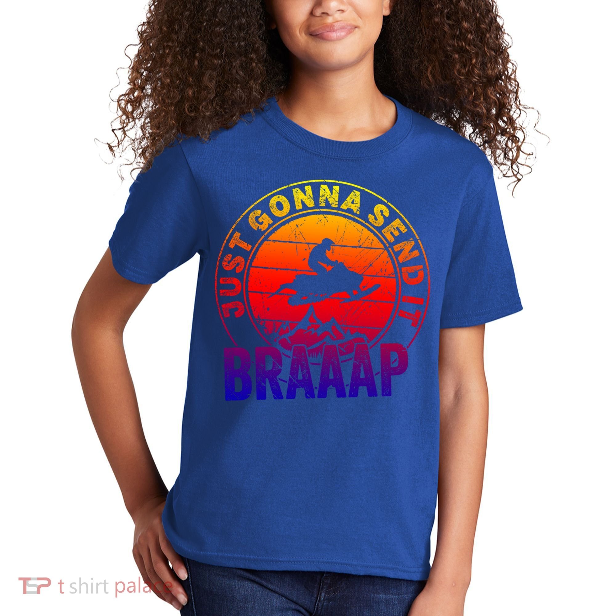 Braaap Snowmobile Just Gonna Send It Snowmobile Snow Rider Gift Kids T-Shirt