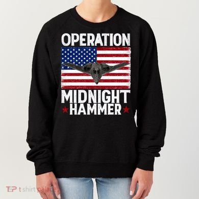 B-2 Stealth Jet Operation Midnight Hammer American Flag Women's Sweatshirt