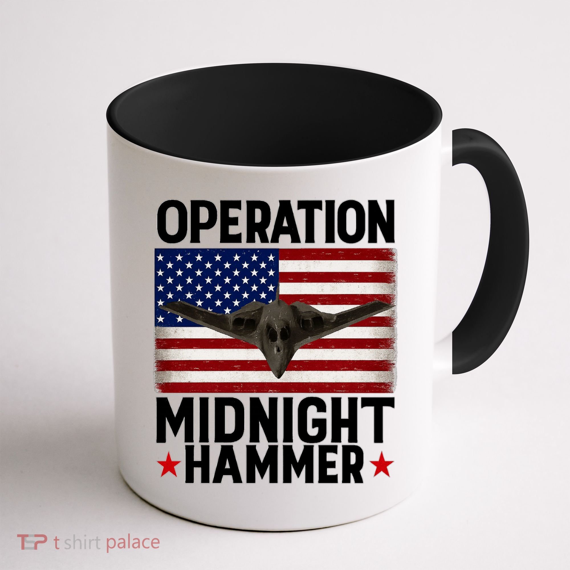 B-2 Stealth Jet Operation Midnight Hammer American Flag Coffee Mug