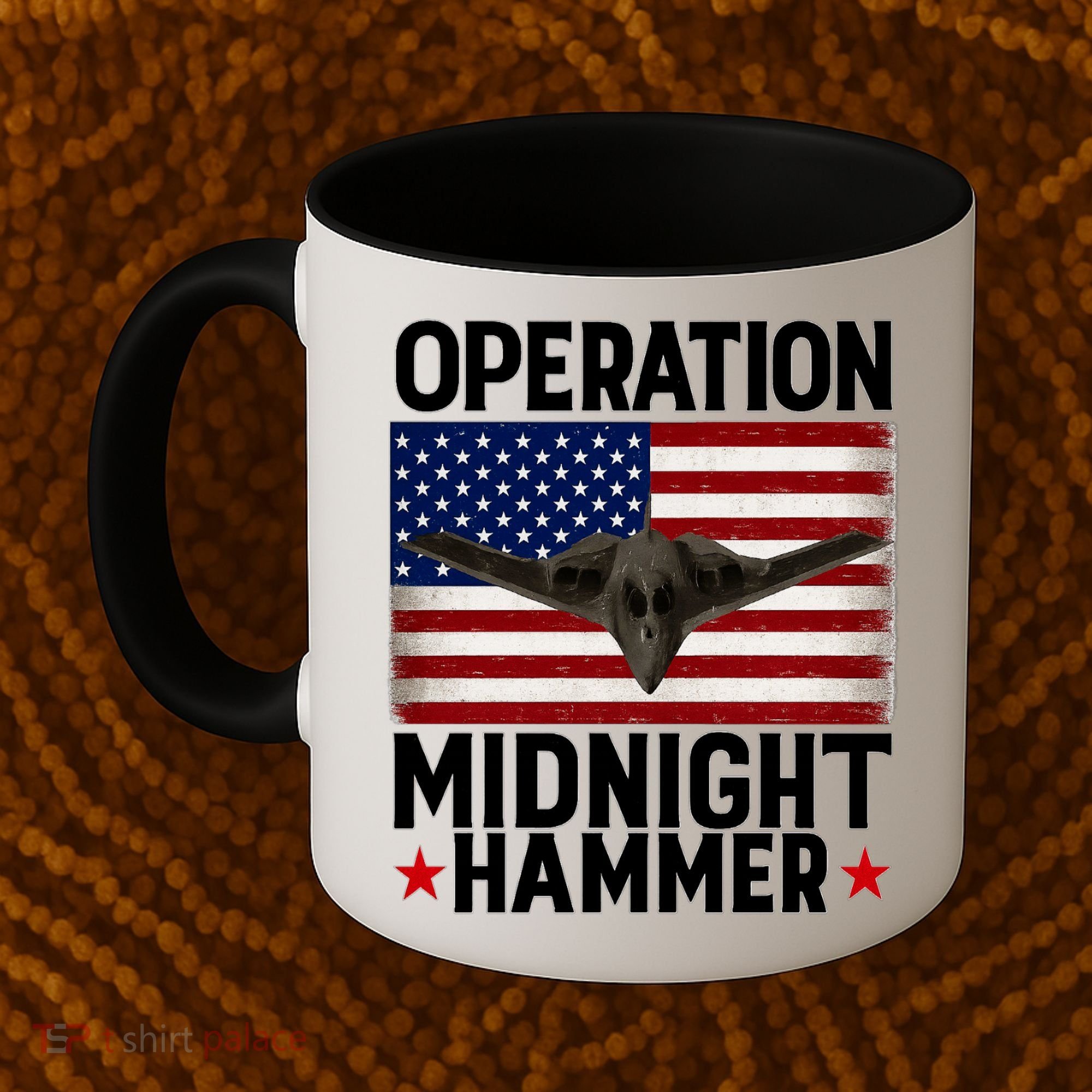 B-2 Stealth Jet Operation Midnight Hammer American Flag Coffee Mug