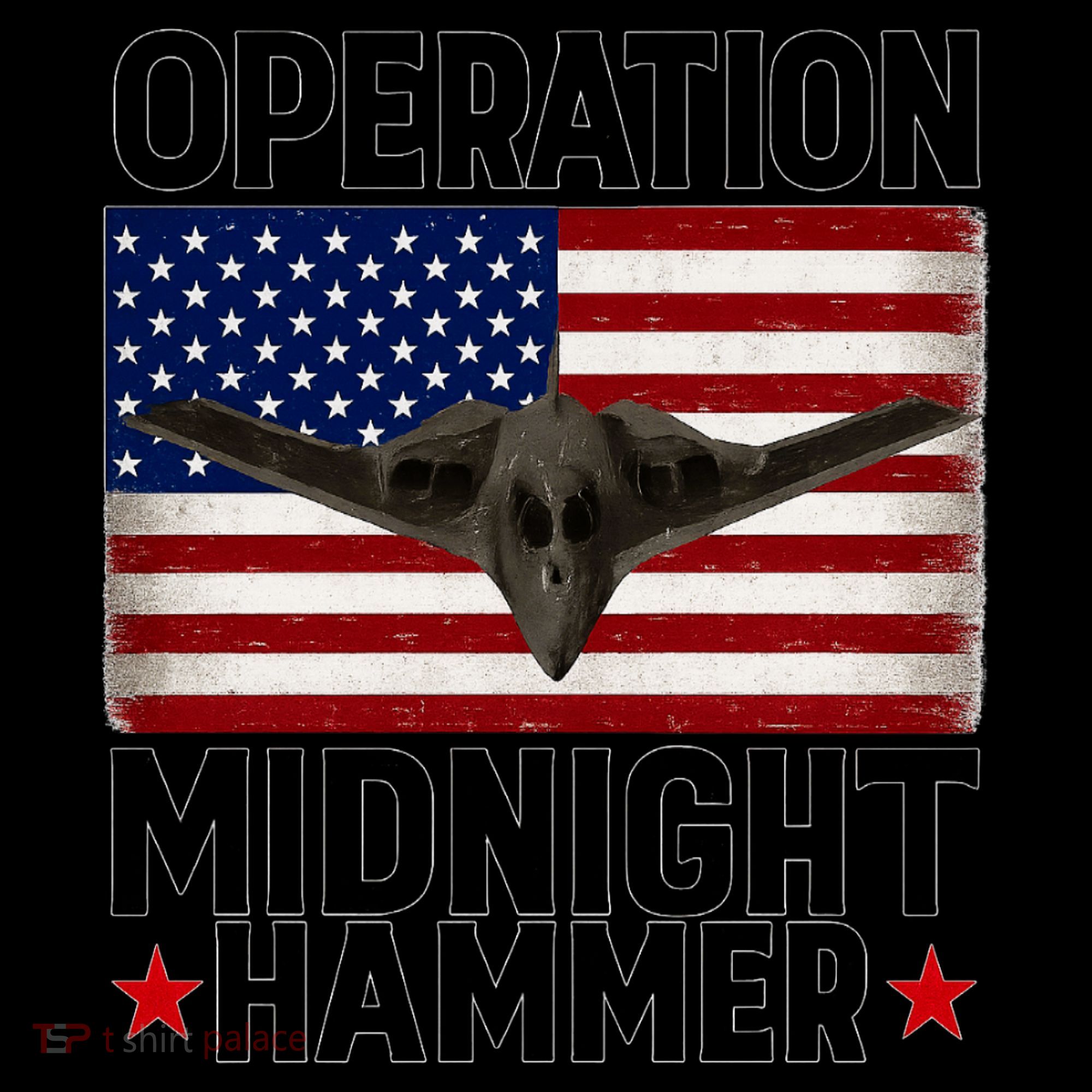 B-2 Stealth Jet Operation Midnight Hammer American Flag Coffee Mug