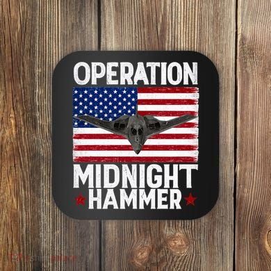 B-2 Stealth Jet Operation Midnight Hammer American Flag Coaster