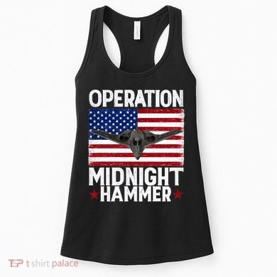 B-2 Stealth Jet Operation Midnight Hammer American Flag Women's Tank Top