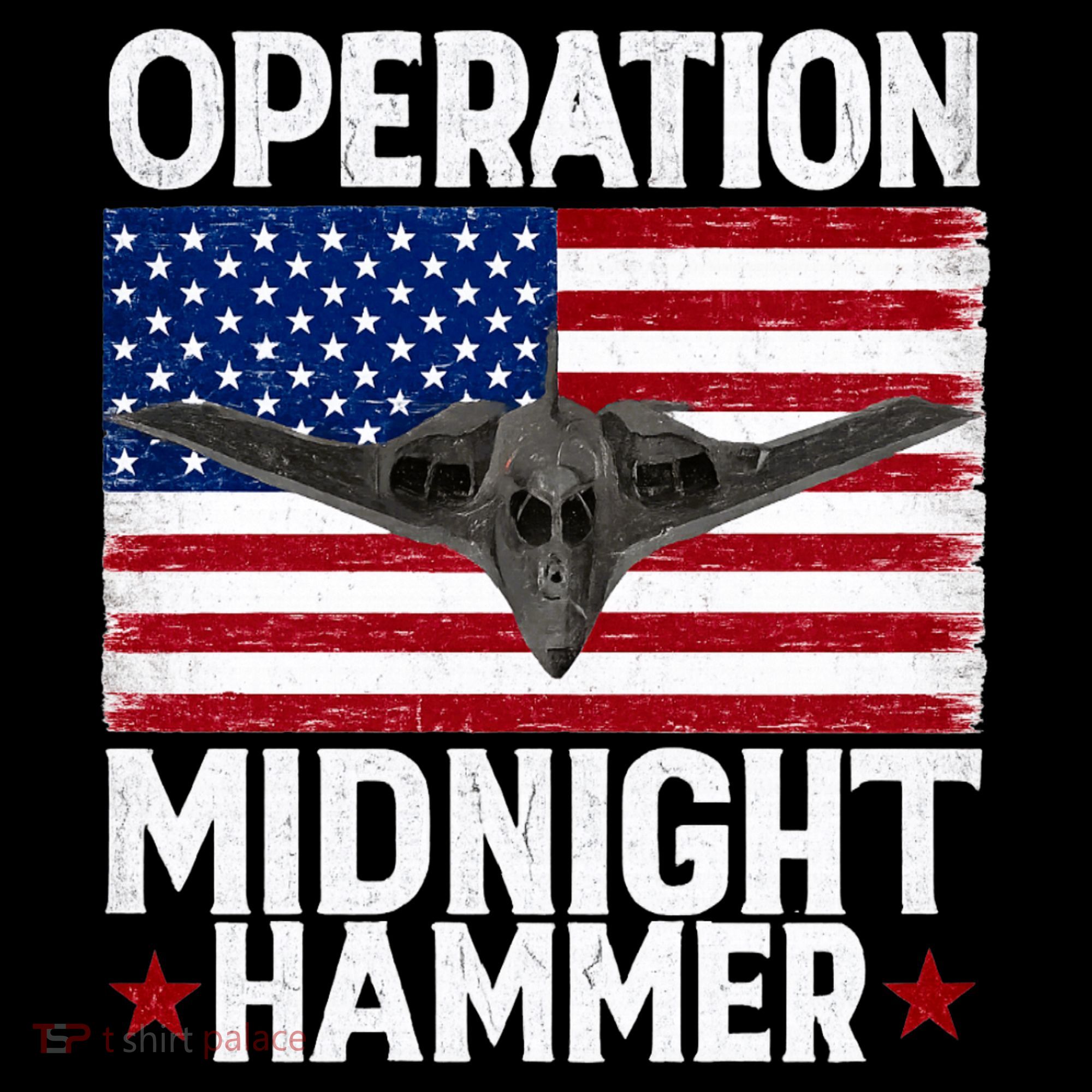 B-2 Stealth Jet Operation Midnight Hammer American Flag Baby Bodysuit