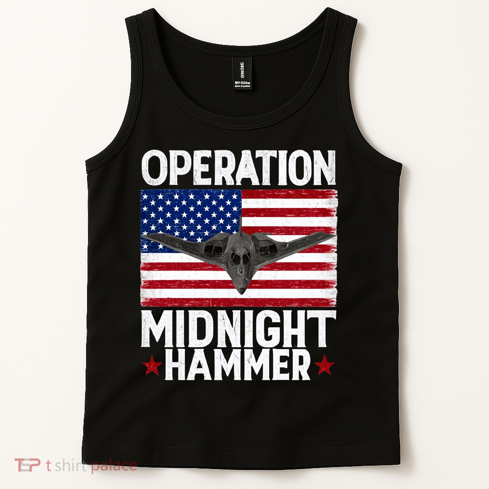 B-2 Stealth Jet Operation Midnight Hammer American Flag Tank Top
