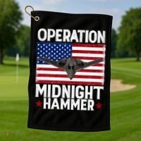 B-2 Stealth Jet Operation Midnight Hammer American Flag Golf Towel thumb 1