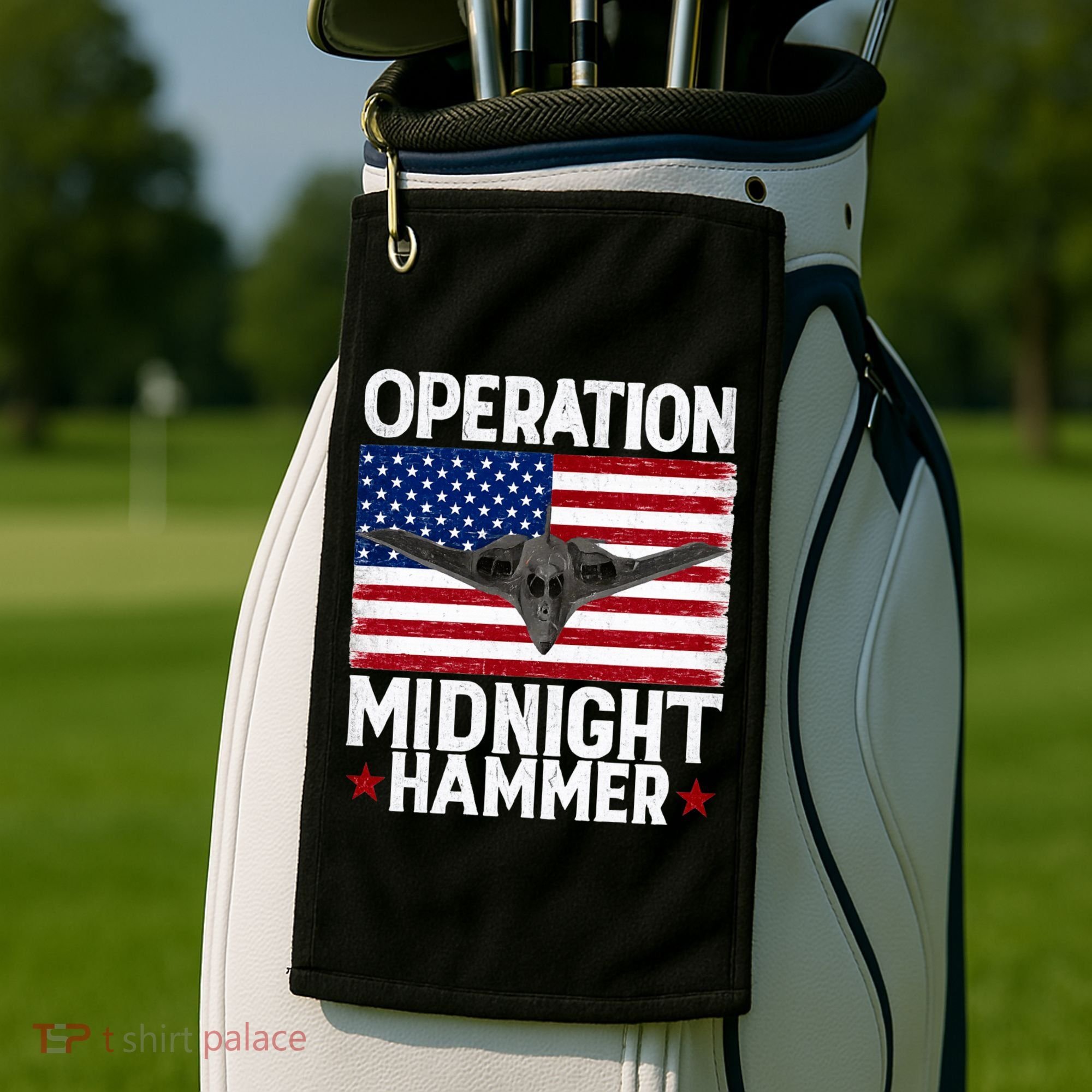 B-2 Stealth Jet Operation Midnight Hammer American Flag Golf Towel