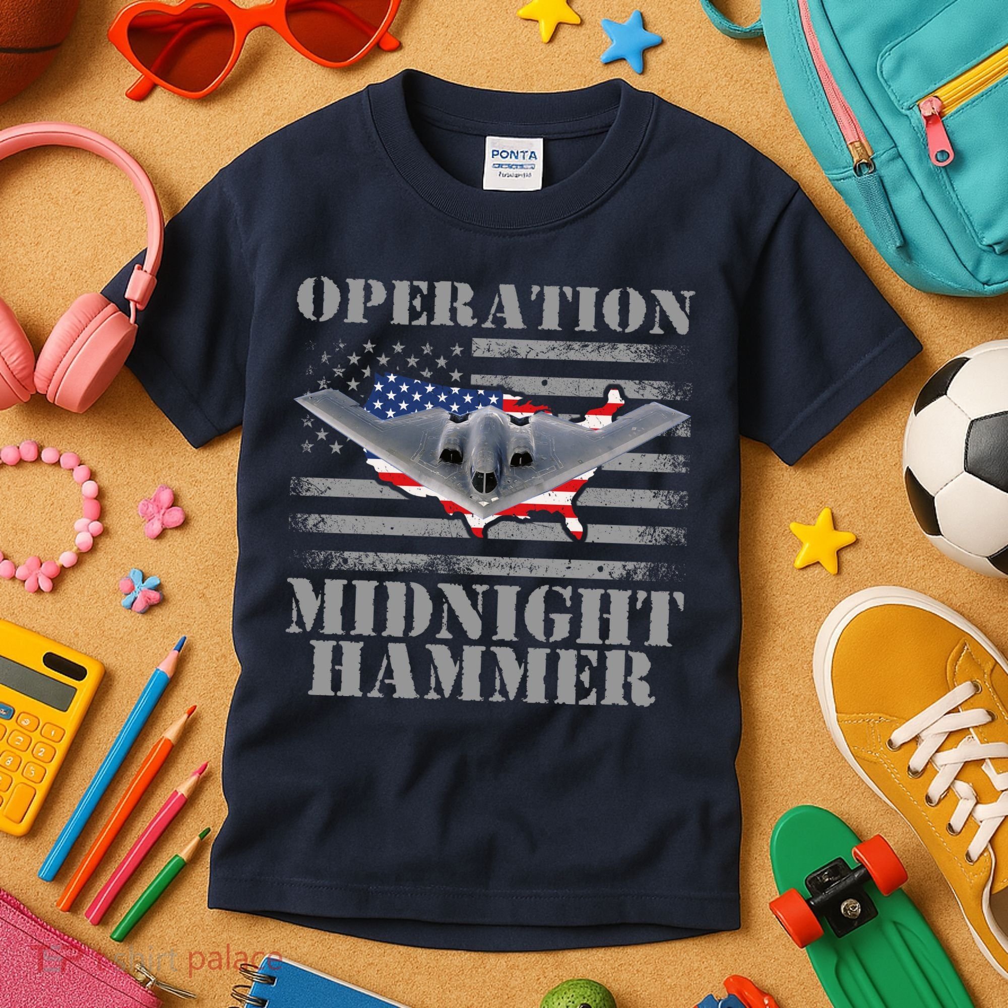 B-2 Stealth Jet Operation Midnight Hammer Kids T-Shirt