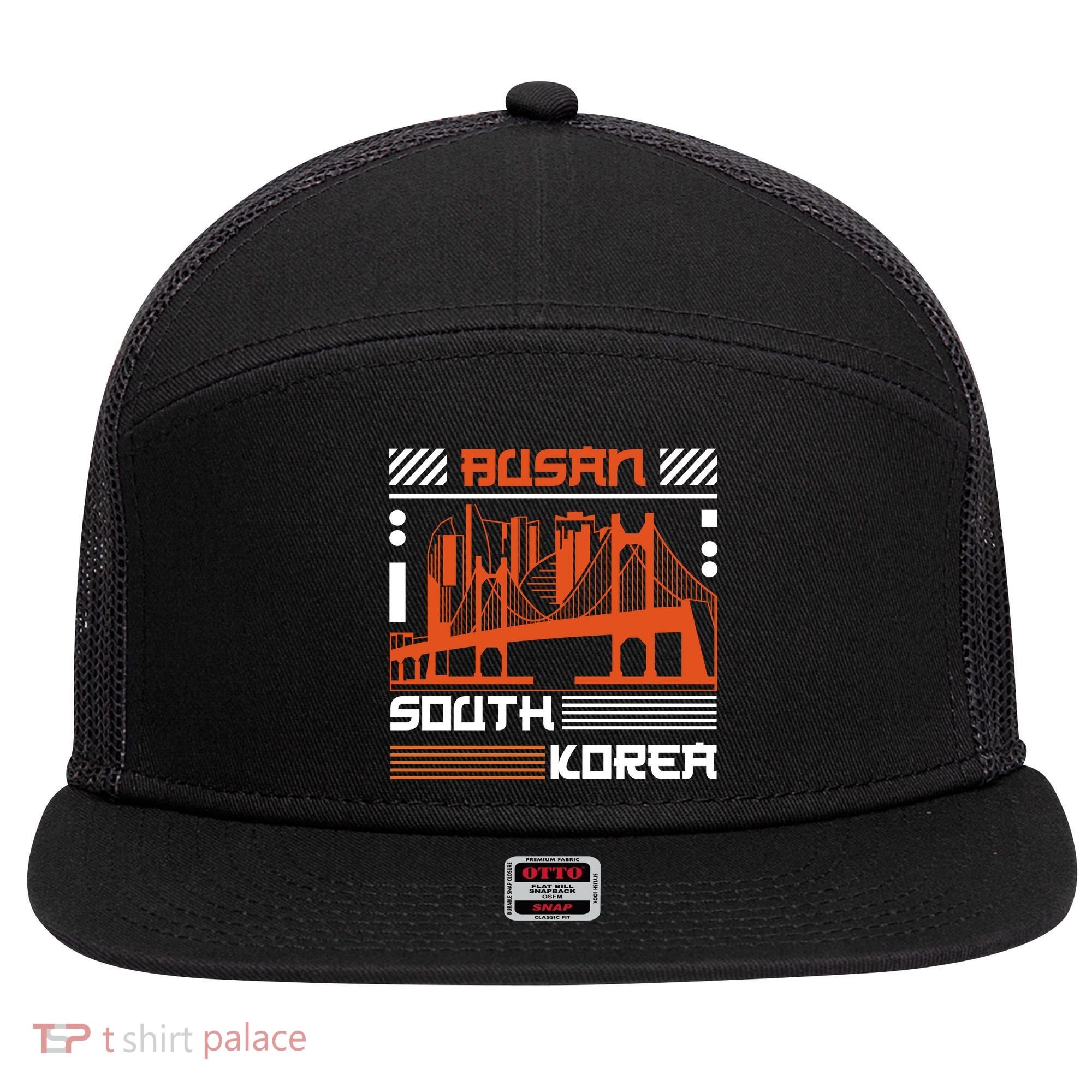 Busan South Korea 7 Panel Mesh Trucker Snapback Hat