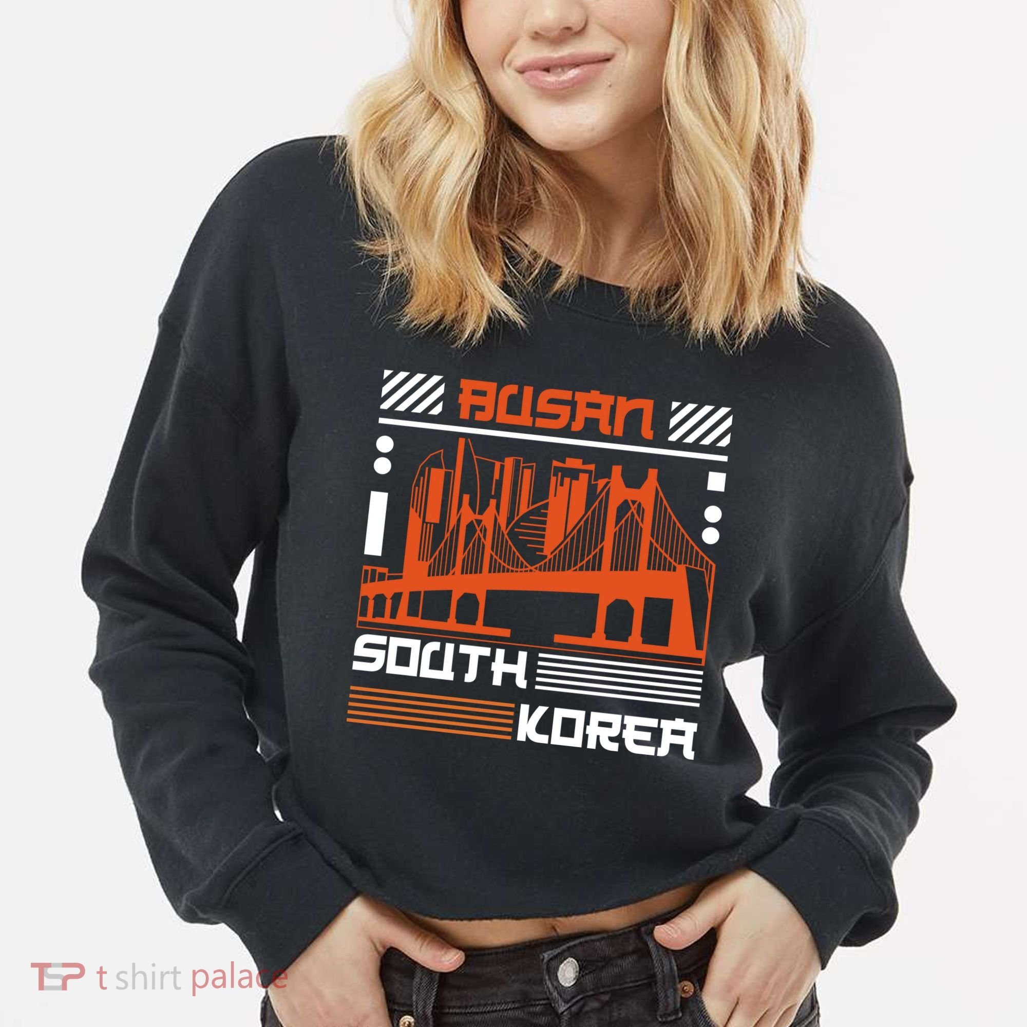 Busan South Korea Cropped Pullover Crew