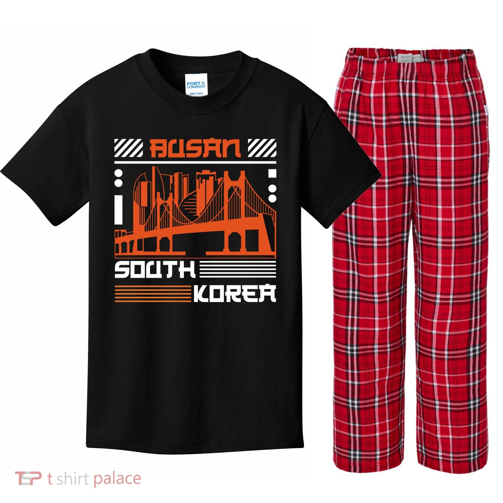 Busan South Korea Kids Plaid Pajama Set