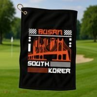 Busan South Korea Golf Towel thumb 1