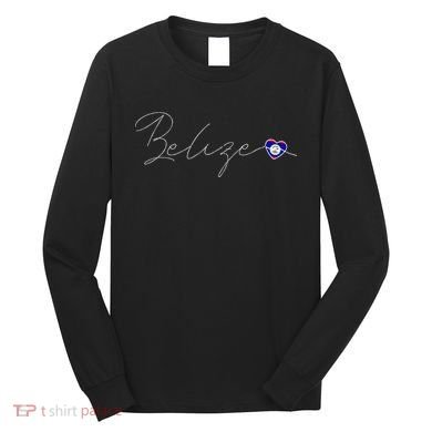 Belize Simple Love Belizean Flag Heart On Belize Long Sleeve Shirt