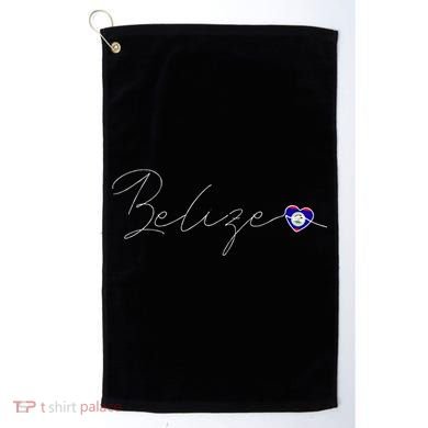 Belize Simple Love Belizean Flag Heart On Belize Golf Towel