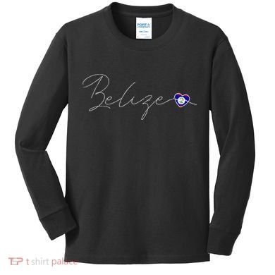 Belize Simple Love Belizean Flag Heart On Belize Kids Long Sleeve Shirt