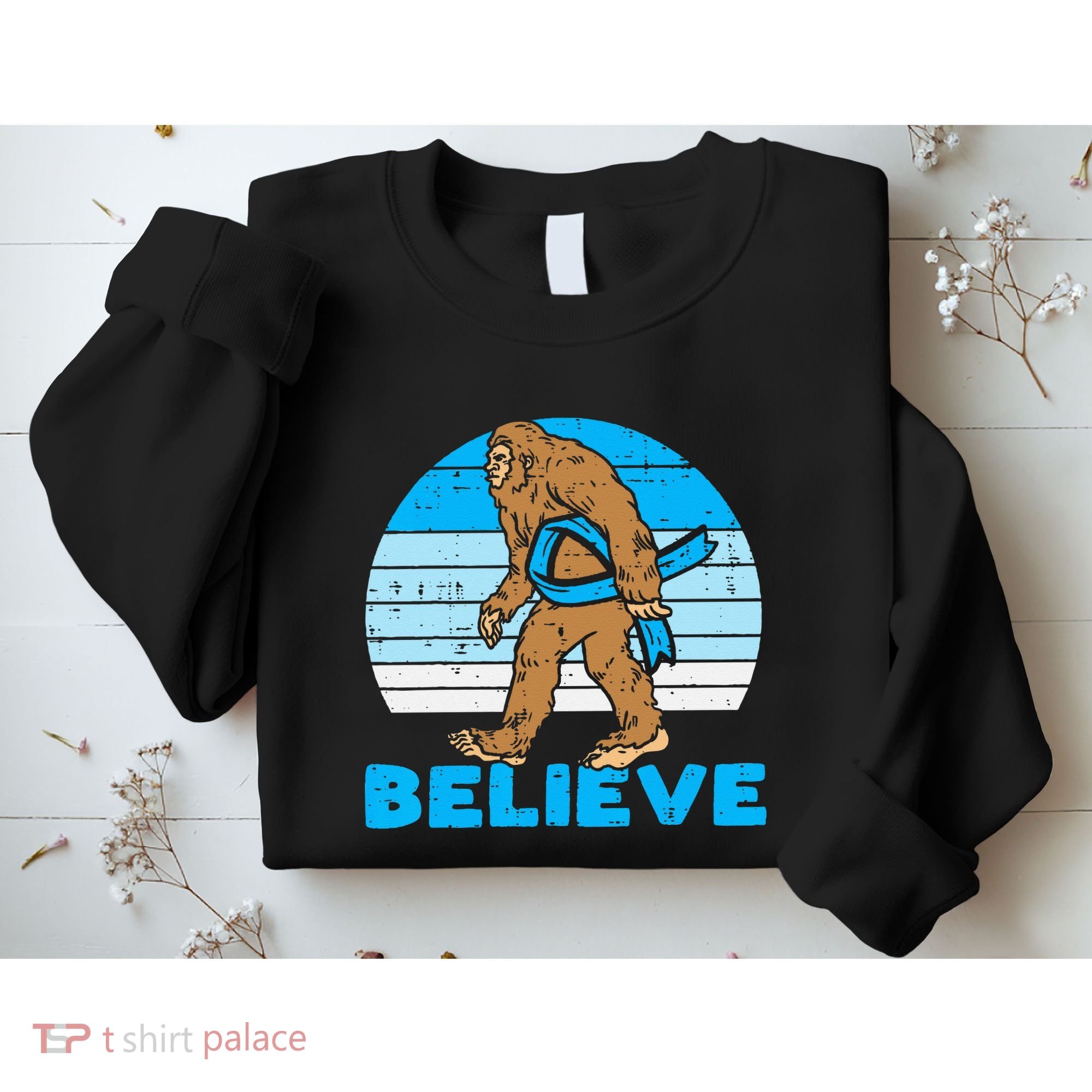 Bigfoot Sasquatch Light Blue Ribbon Prostate Cancer Aware Sweatshirt