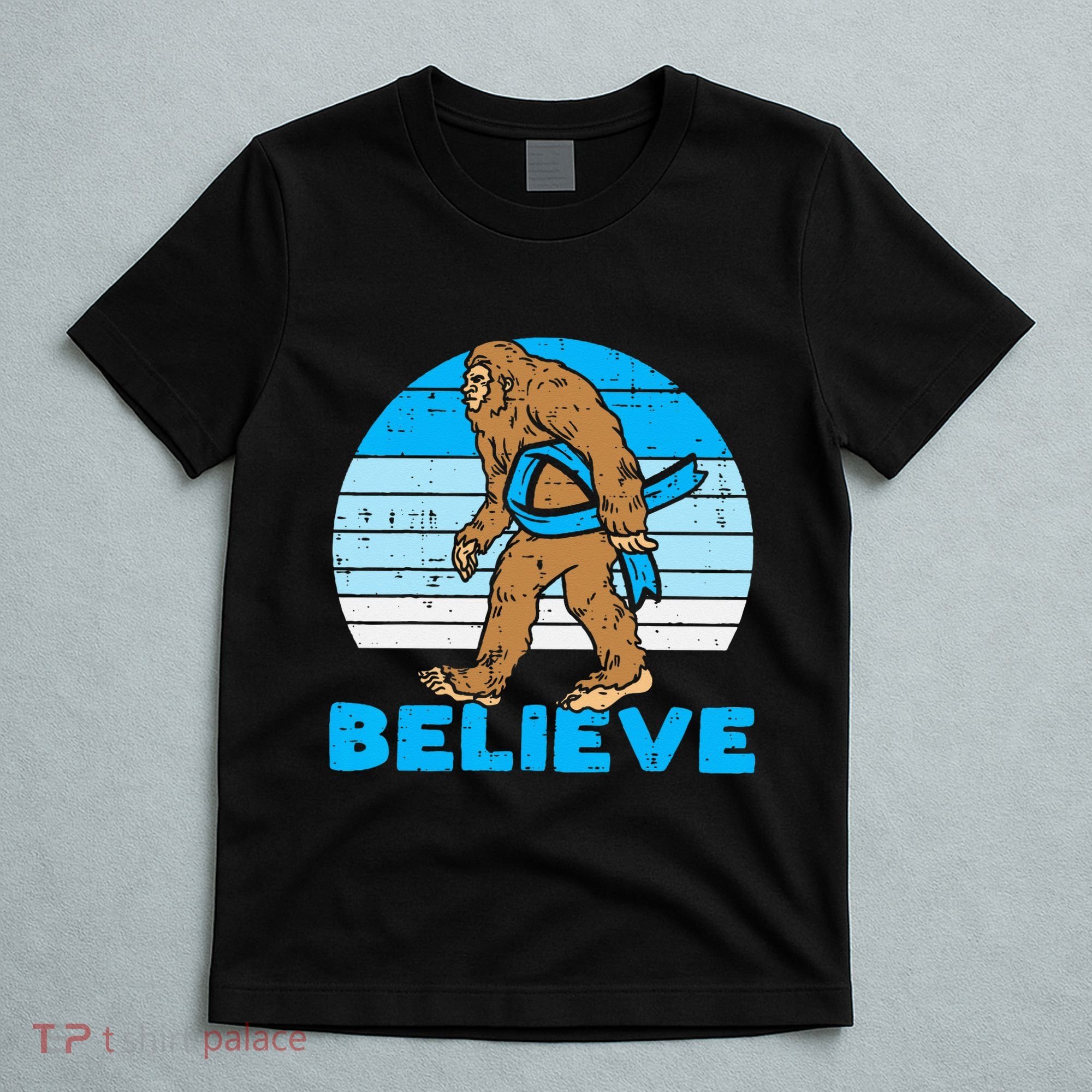 Bigfoot Sasquatch Light Blue Ribbon Prostate Cancer Aware T-Shirt