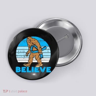 Bigfoot Sasquatch Light Blue Ribbon Prostate Cancer Aware Button