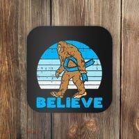 Bigfoot Sasquatch Light Blue Ribbon Prostate Cancer Aware Coaster thumb 0