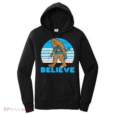 Bigfoot Sasquatch Light Blue Ribbon Prostate Cancer Aware Women's Hoodie