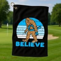 Bigfoot Sasquatch Light Blue Ribbon Prostate Cancer Aware Golf Towel thumb 1