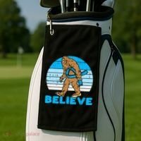 Bigfoot Sasquatch Light Blue Ribbon Prostate Cancer Aware Golf Towel thumb 2