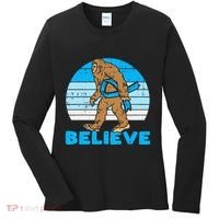 Bigfoot Sasquatch Light Blue Ribbon Prostate Cancer Aware Women's Long Sleeve Shirt thumb 0