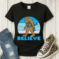 Bigfoot Sasquatch Light Blue Ribbon Prostate Cancer Aware Women's T-Shirt thumb 3