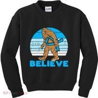 Bigfoot Sasquatch Light Blue Ribbon Prostate Cancer Aware Kids Sweatshirt thumb 0