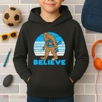 Bigfoot Sasquatch Light Blue Ribbon Prostate Cancer Aware Kids Hoodie thumb 2
