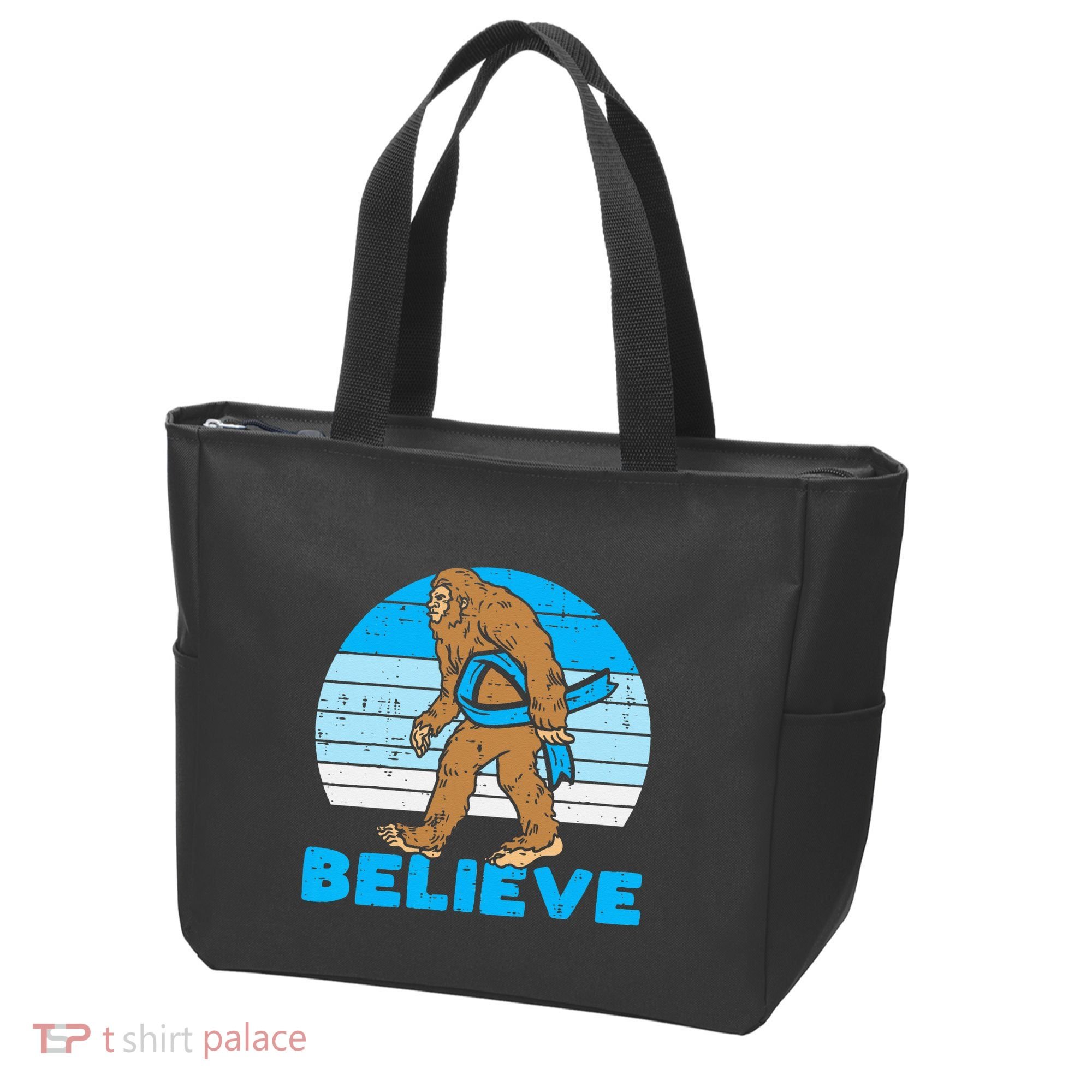 Bigfoot Sasquatch Light Blue Ribbon Prostate Cancer Aware Tote Bag