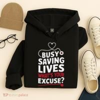 Busy Saving Lives What’S Your Excuse Icu Nurse Hoodie thumb 4