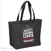 Busy Saving Lives What’S Your Excuse Icu Nurse Tote Bag thumb 2