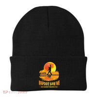 Bigfoot Saw Me But Nobody Believes Him Funny Halloween Beanie thumb 0