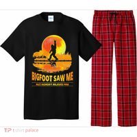 Bigfoot Saw Me But Nobody Believes Him Funny Halloween Pajama Set thumb 0