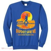 Bigfoot Saw Me But Nobody Believes Him Funny Halloween Sweatshirt thumb 0