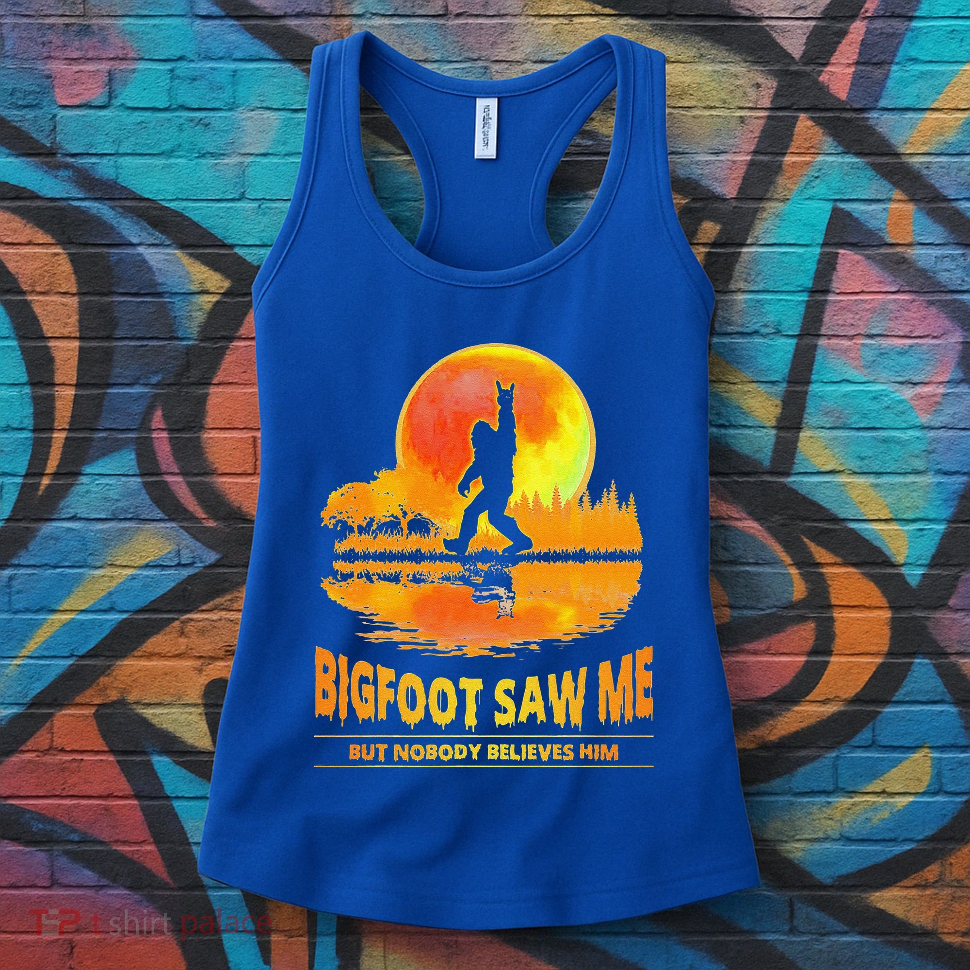 Bigfoot Saw Me But Nobody Believes Him Funny Halloween Women's Tank Top