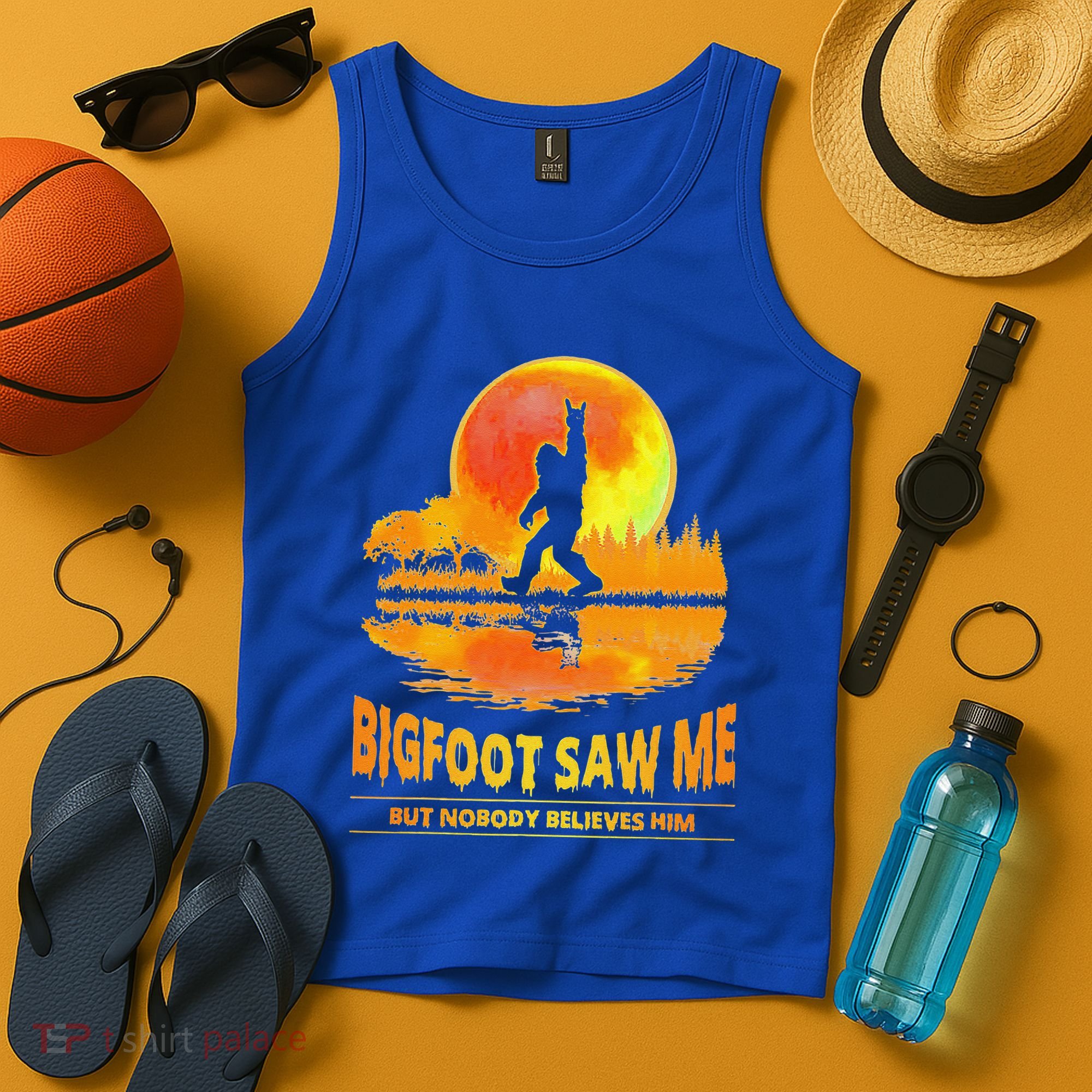 Bigfoot Saw Me But Nobody Believes Him Funny Halloween Tank Top