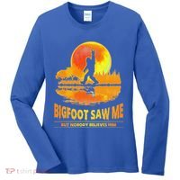 Bigfoot Saw Me But Nobody Believes Him Funny Halloween Women's Long Sleeve Shirt thumb 0