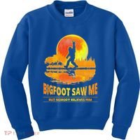 Bigfoot Saw Me But Nobody Believes Him Funny Halloween Kids Sweatshirt thumb 0