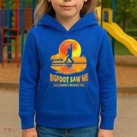 Bigfoot Saw Me But Nobody Believes Him Funny Halloween Kids Hoodie thumb 3
