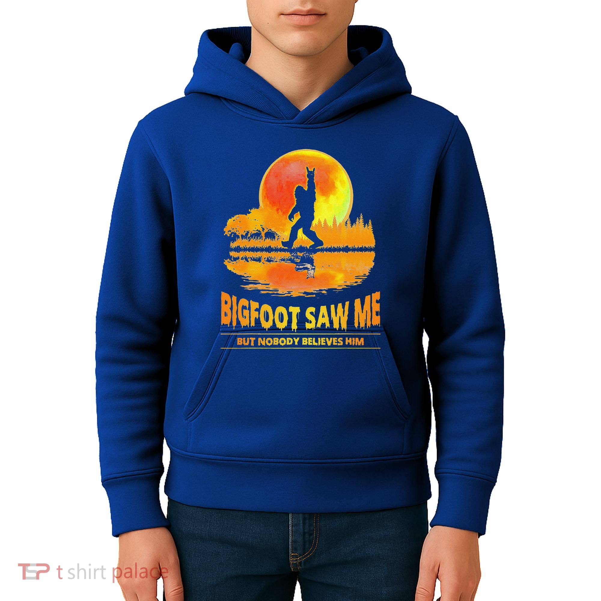 Bigfoot Saw Me But Nobody Believes Him Funny Halloween Kids Hoodie