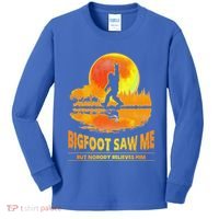 Bigfoot Saw Me But Nobody Believes Him Funny Halloween Kids Long Sleeve Shirt thumb 0