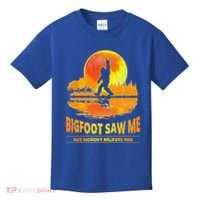 Bigfoot Saw Me But Nobody Believes Him Funny Halloween Kids T-Shirt thumb 0