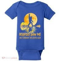 Bigfoot Saw Me But Nobody Believes Him Halloween Bigfoot Baby Bodysuit thumb 0