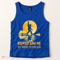 Bigfoot Saw Me But Nobody Believes Him Halloween Bigfoot Tank Top thumb 2